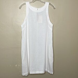 A NEW DAY Shift Dress White Linen Blend Coastal Grandma Casual Swimsuit Coverup